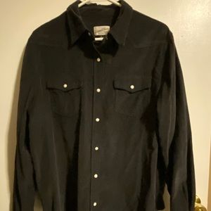 Black Corduroy Shirt with Pearl Buttons, XL